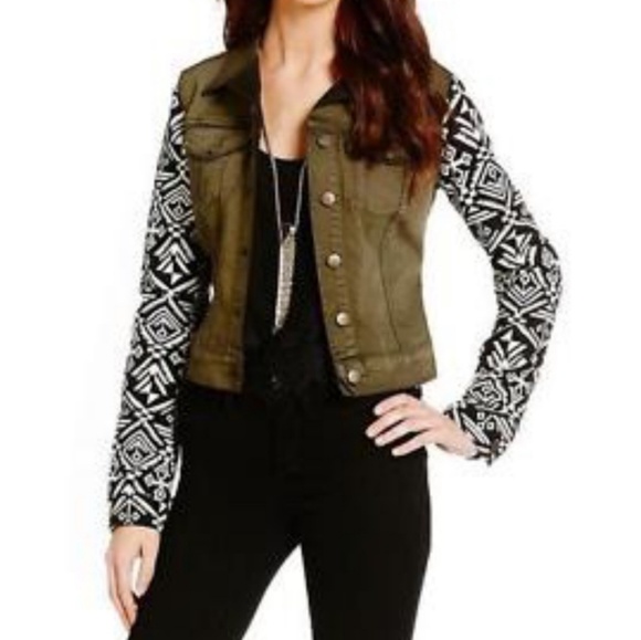 Jessica Simpson Tribal Aztec Denim Jean Jacket S